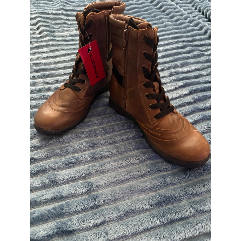 LGND Mens Brown Leather Lace Up Zip Ankle Boots Size 8M